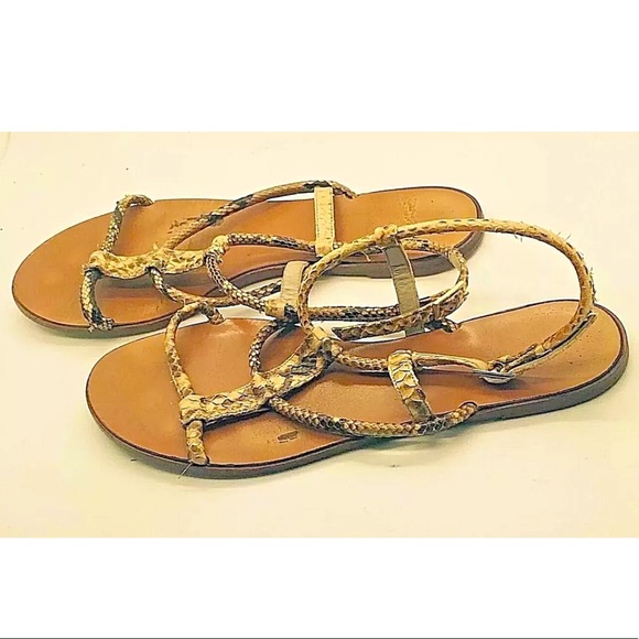 HANDMADE IN ITALY Designer Snake Skin & Leather Sandals Sz EU38.5 US8M Sandals - Picture 4 of 10